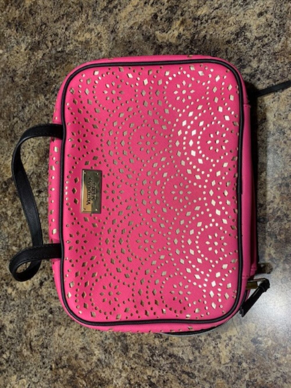 Victoria Secret Cosmetic/Accessory/Travel Bag, Pink & Silver
